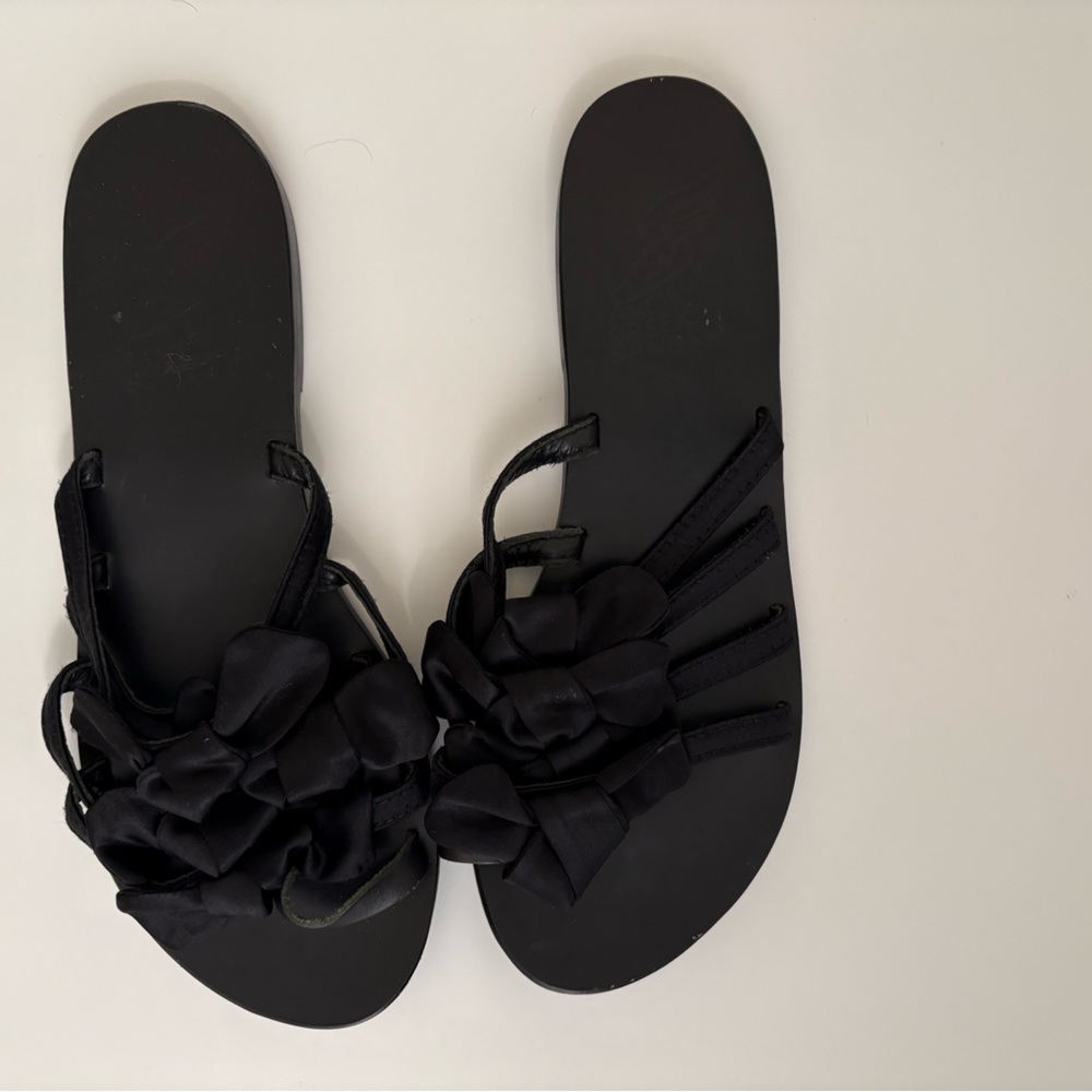 Ancient Greek Sandals Black Floral Sandals - Picture 3 of 6